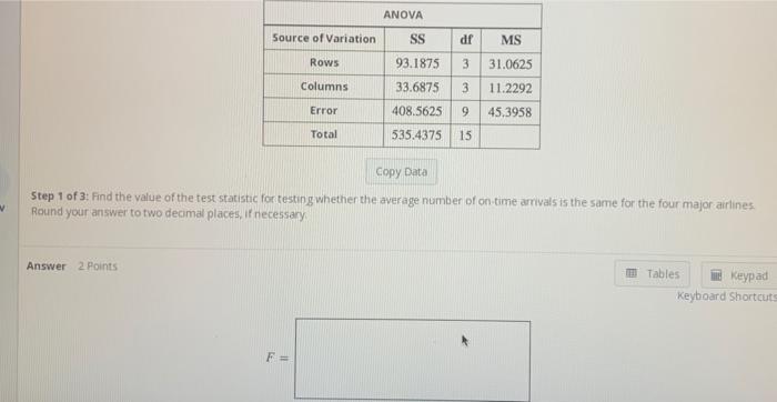 The Faa Is Interested In Knowing If There Is A Difference In The Average Number Of On Time Arrivals For Four Of The Majo 2