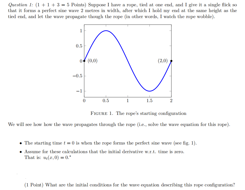 Question 1 1 1 3 5 Points Suppose I Have A Rope Tied At One End And I Give It A Single Flick So That It Forms 1