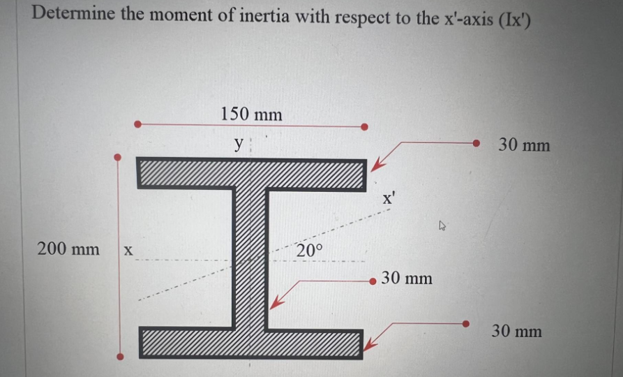 Determine The Moment Of Inertia With Respect To The X Axis Ix 150 Mm Y 30 Mm Vin X 200 Mm X 20 30 Mm 30 Mm 1