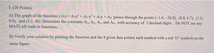 3 20 Points A The Graph Of The Function Y X Ayx Az Xo Aix Ao Passes Through The Points 1 6 26 8 0 8 1