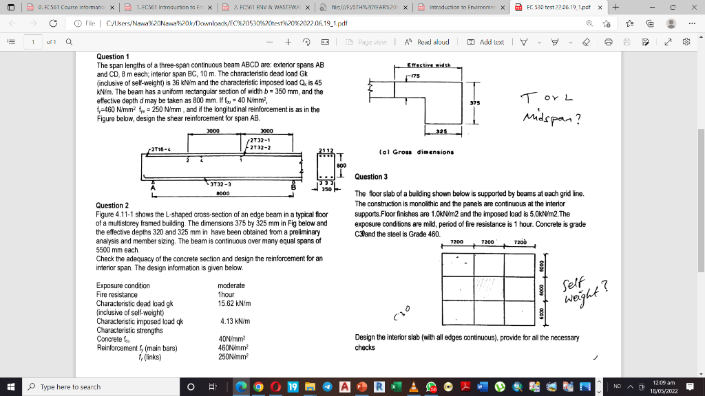 Ec 530 Test 22 06 19 1 Pdf C X O Fc561 Course Informatio X 0 X 1 Ec561 Introduction To En X B 2 Ec561 Env Wastewa 1