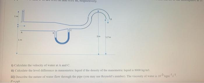 Apipe Is Connected With A Piezometer And Manometer At A B And Respectively Water Enters At And Leaves To The Atmosphe 2