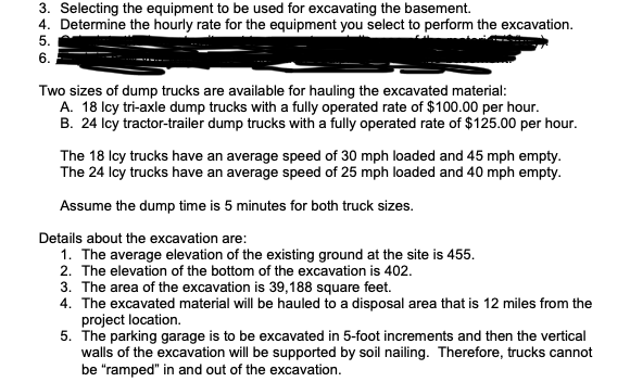 3 Selecting The Equipment To Be Used For Excavating The Basement 4 Determine The Hourly Rate For The Equipment You Se 1