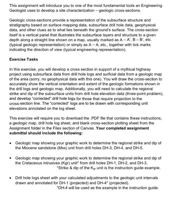 This Assignment Will Introduce You To One Of The Most Fundamental Tools An Engineering Geologist Uses To Develop A Site 1