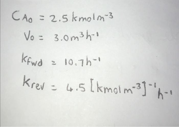1 Express Rate Of Reaction With Initial Conc And Conversion Of A Along With The Constants 2 Find The Equilibrium Conve 1