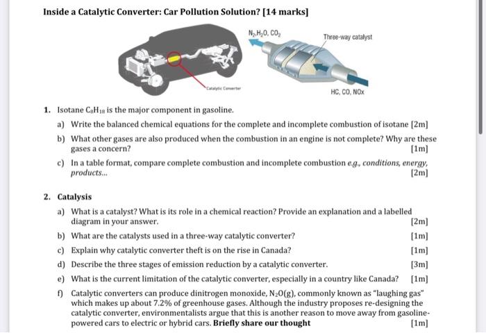 Inside A Catalytic Converter Car Pollution Solution 14 Marks N H O Com Three Way Catalyst Hc Co Nox 1 Isotane Con 1