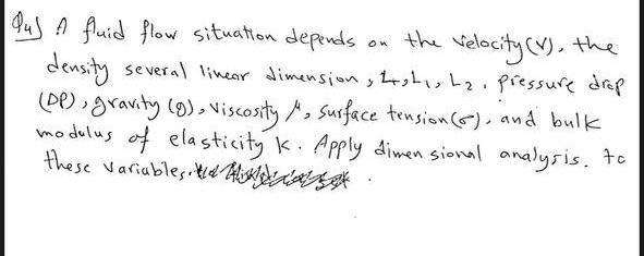 Ou Velocity V The Aus A Fluid Flow Situation Depends The Velo Density Several Linear Dimension Leshisha Pressure Dr 1
