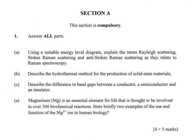 Section A This Section Is Compulsory 1 Answer All Parts A 6 C Using A Suitable Energy Level Diagram Explain Th 1