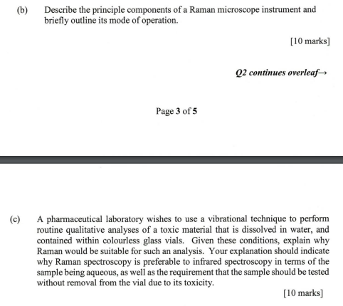 B Describe The Principle Components Of A Raman Microscope Instrument And Briefly Outline Its Mode Of Operation 10 Ma 1
