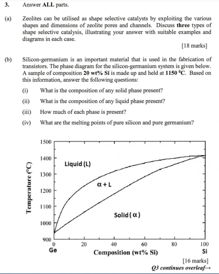 3 A B Answer All Parts Zeolites Can Be Utilised As Shape Selective Catalysts By Exploiting The Various Shapes And 1
