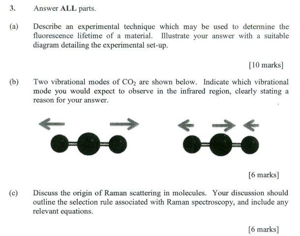 3 Answer All Parts A A Describe An Experimental Technique Which May Be Used To Determine The Fluorescence Lifetime O 1