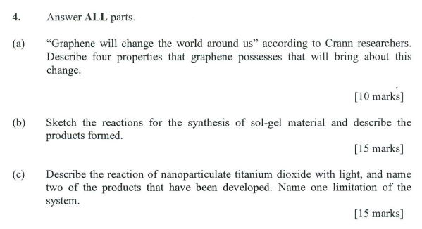 4 A Answer All Parts Graphene Will Change The World Around Us According To Crann Researchers Describe Four Proper 1