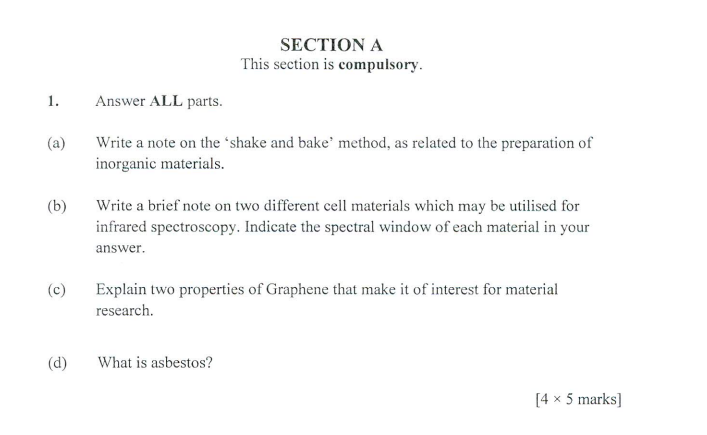 Section A This Section Is Compulsory 1 Answer All Parts A Write A Note On The Shake And Bake Method As Related 1
