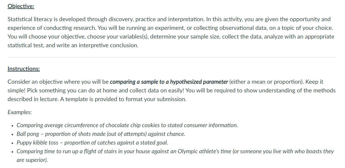 Objective Statistical Literacy Is Developed Through Discovery Practice And Interpretation In This Activity You Are G 1