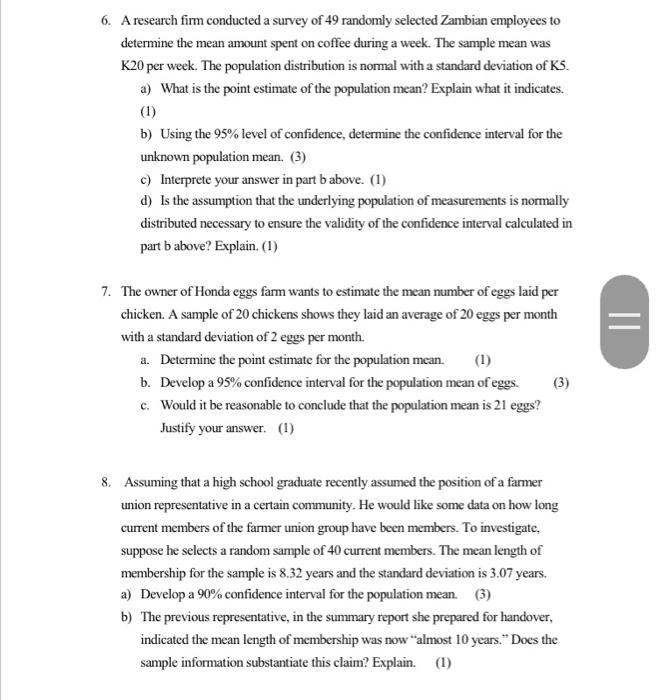 1 Distinguish Between Point And Interval Estimate In Inferential Statistics 1 2 For Each Of The Following Cases Fin 2