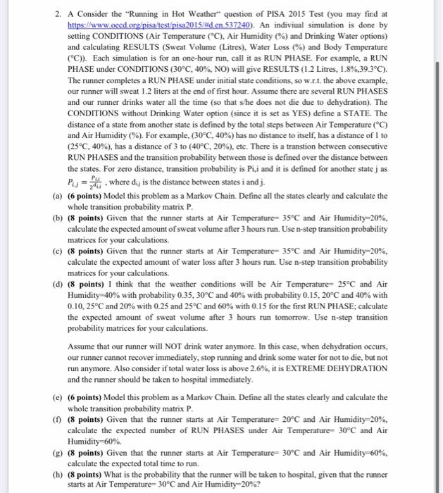 A 2 A Consider The Running In Hot Weather Question Of Pisa 2015 Test You May Find At Https Www Oecd Org Pisa Test P 1