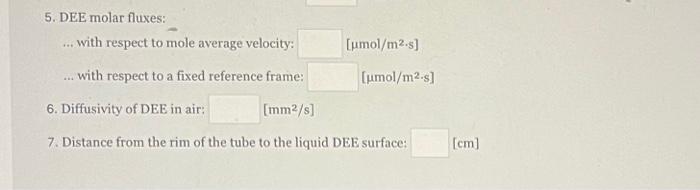 Situation This Problem Is About A Stefan Diffusion Tube Where Diethyl Ether Dee Cas No 60297 Diffuses In Air At 11 2
