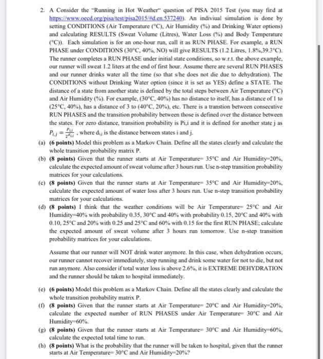 2 A Consider The Running In Hot Weather Question Of Pisa 2015 Test You May Find At Https Www Oecd Org Pisa Test Pis 1