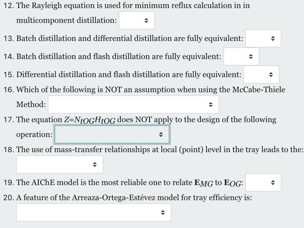 12 The Rayleigh Equation Is Used For Minimum Reflux Calculation In In Multicomponent Distillation 13 Batch Distilla 1