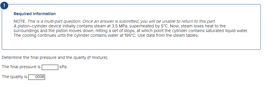 Required Information Note This Is A Multi Part Question Once An Answer Is Submitted You Will Be Unable To Return To T 1