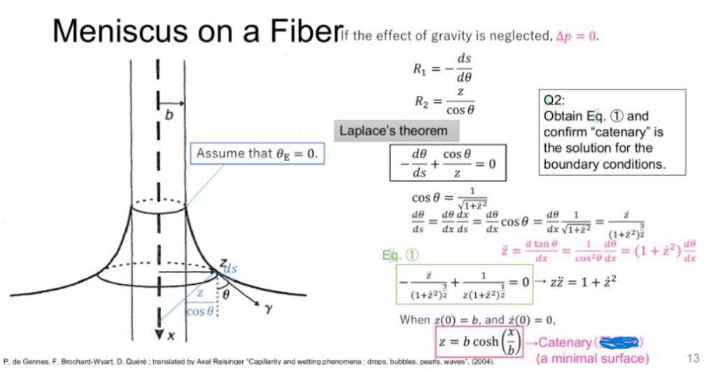 Meniscus On A Fiberif The Effect Of Gravity Is Neglected Ap 0 Ds R1 De Z R2 Cos E Laplace S Theorem B Q2 Obta 1