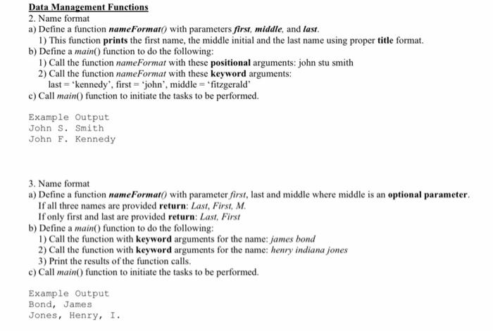 Problem 1 Implementing Modules 4 Pts A Create A File User Functions Py 1 Copy Nameformato Createusero And Printu 2