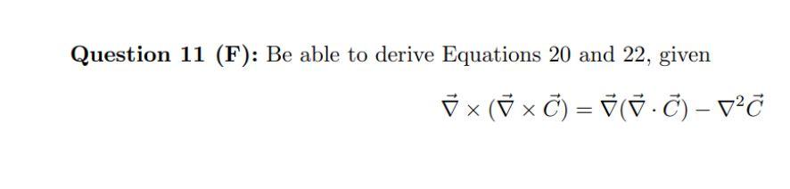 Question 11 F Be Able To Derive Equations 20 And 22 Given Y X V X 7 V 7 V27 1