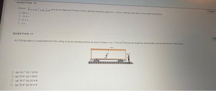 Question 16 Adoro Fit Son And More On 100 De 03150 20 0 0 Question 17 A D 700 G Object Is Suspended From The Ceiling Of 1