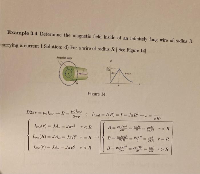 Example 3 4 Determine The Magnetic Field Inside Of An Infinitely Long Wire Of Radius R Carrying A Current I Solution D 1
