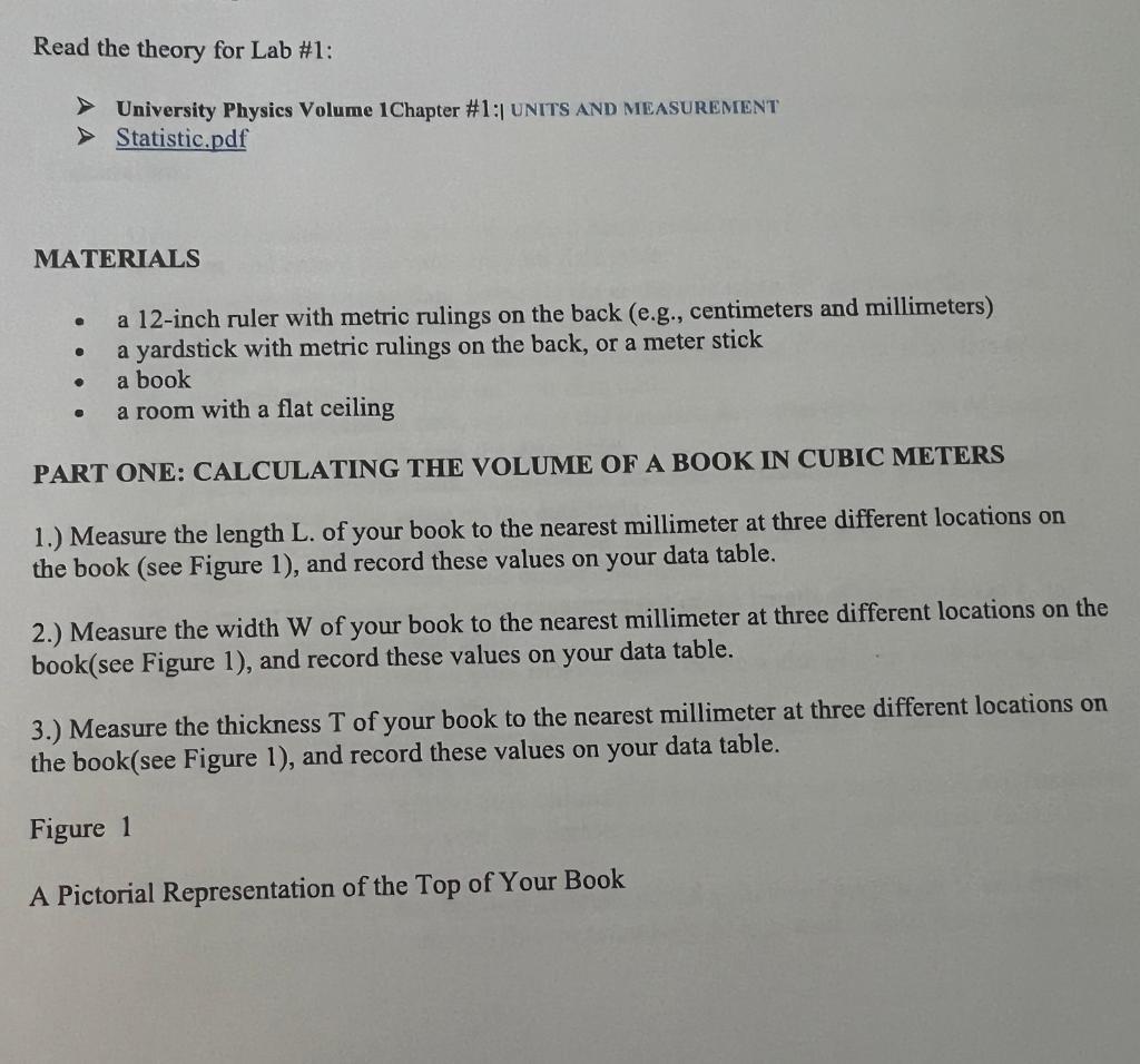 I Need Help On A Lab I Have My Measurements Of My Book Last Photo 1
