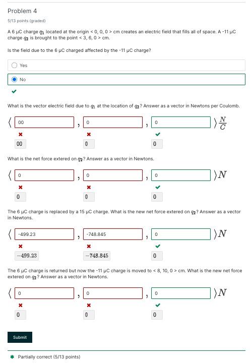 Problem 4 5 13 Points Graded A6 C Charge Q1 Located At The Origin 0 0 0 Cm Creates An Electric Field That Fills Al 1