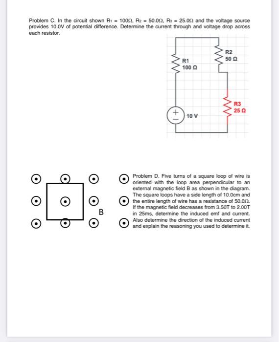 Problem C In The Circuit Shown R1 1000 R2 50 00 R 25 092 And The Voltage Source Provides 10 0v Of Potential Dif 1