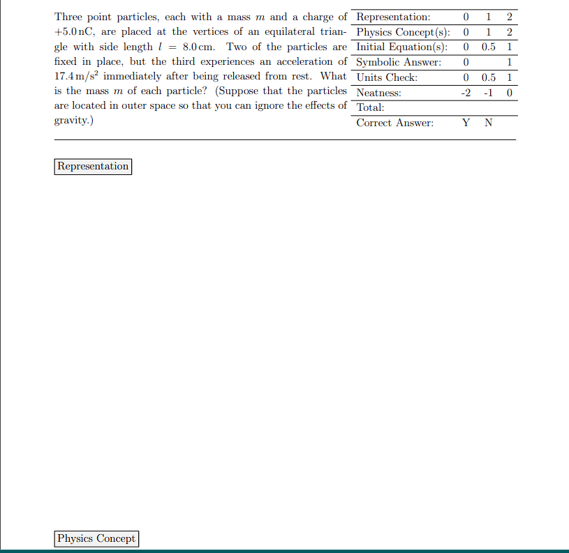 1 Three Point Particles Each With A Mass M And A Charge Of Representation 0 5 0 Nc Are Placed At The Vertices Of An 1