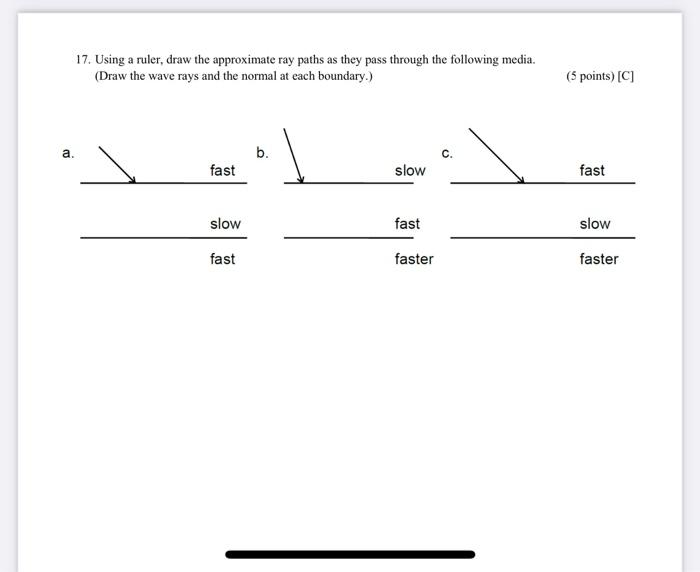 17 Using A Ruler Draw The Approximate Ray Paths As They Pass Through The Following Media Draw The Wave Rays And The 2