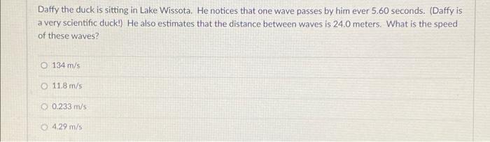 Daffy The Duck Is Sitting In Lake Wissota He Notices That One Wave Passes By Him Ever 5 60 Seconds Daffy Is A Very Sc 1