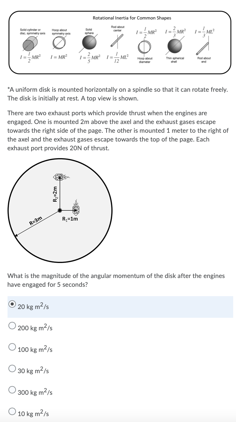 Rotational Inertia For Common Shapes Solid Cylinder Or Disc Symmetry Axis Rod About Center Hoop About Symmetry Axis Sol 1