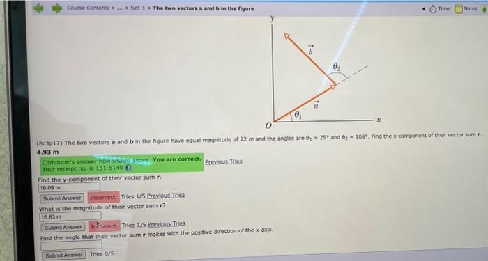 Coune Contents Set 1 The Two Vectors And In The Figure Timer Notes 8 8 8c3p17 The Two Vectors A And B In The Figure 1