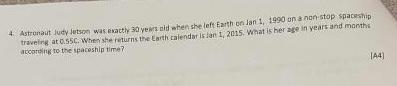 Astronaut Judy Setson War Eartly Yenilt When The Loft Earth On Jan 1 1990 On A Non Stop Spaceship Traveling At 0 55c W 1