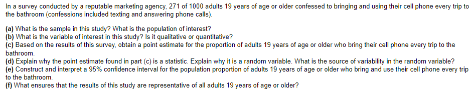 In A Survey Conducted By A Reputable Marketing Agency 271 Of 1000 Adults 19 Years Of Age Or Older Confessed To Bringing 1