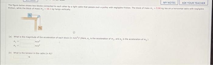 My Notes Ask Your Teacher The Figure Below Shows But Blocks Connected To Each Other By A Light Cable That Patres Over A 1