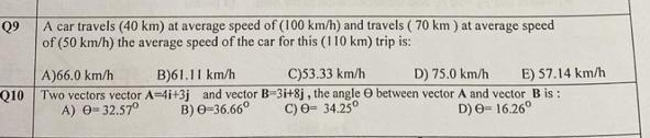 09 A Car Travels 40 Km At Average Speed Of 100 Km H And Travels 70 Km At Average Speed Of 50 Km H The Average 1