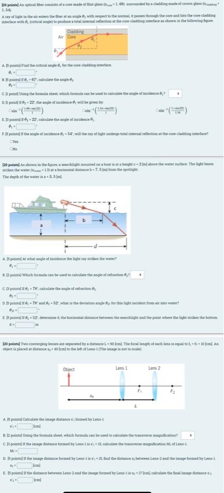 120 Points An Optical Fiber Consists Of A Cor Made Of Flints 1 By Dating Made Of Crown 1 56 A Ray Of Light In The Winter 1