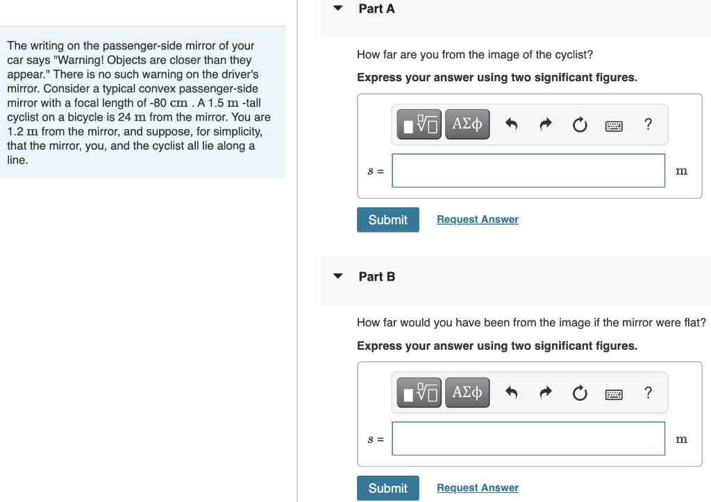 Part A How Far Are You From The Image Of The Cyclist Express Your Answer Using Two Significant Figures The Writing On 1