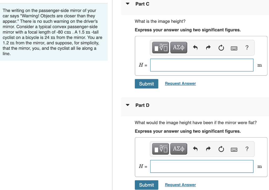Part A How Far Are You From The Image Of The Cyclist Express Your Answer Using Two Significant Figures The Writing On 2