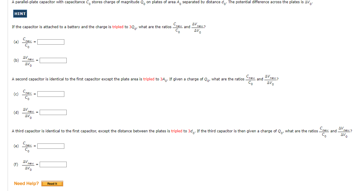 A Parallel Plate Capacitor With Capacitance Co Stores Charge Of Magnitude Q On Plates Of Area A Separated By Distance 1