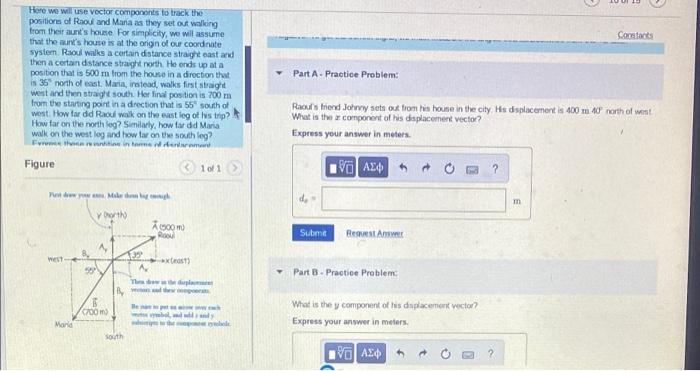 Constants Part A Practice Problem Here We Will Use Vector Components To Track The Positions Of Raoul And Mana As They S 1