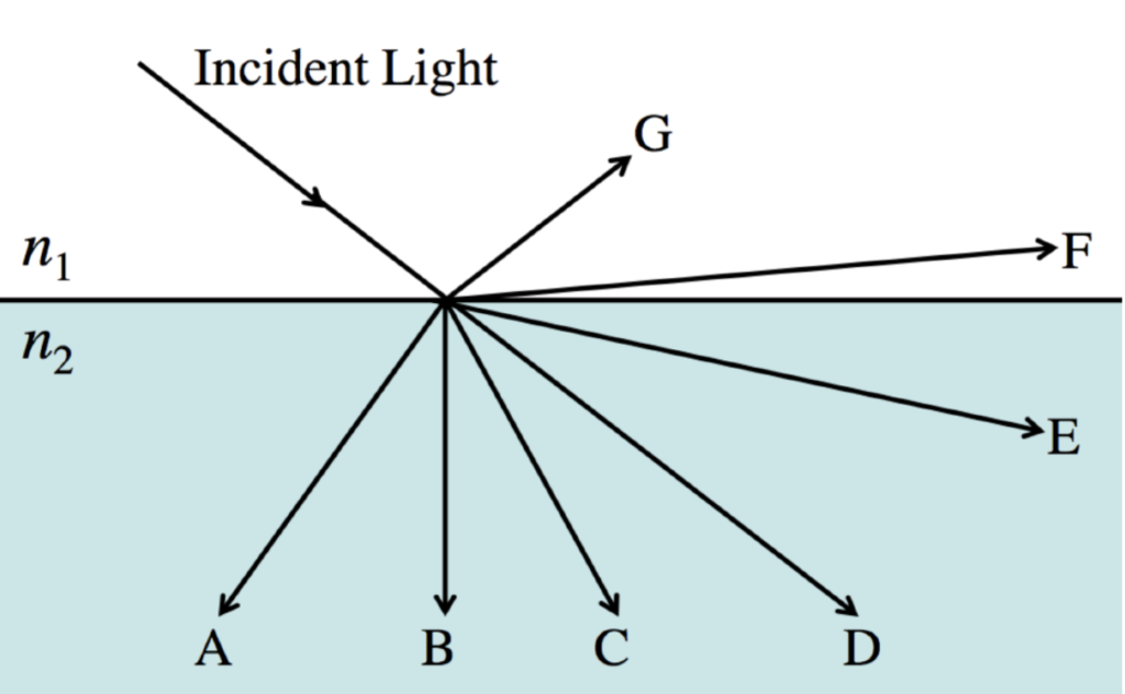 The Figure Below Shows Seven Conceivable Trajectories Of Light Rays Leaving An Object The Incident Light From This Obje 1