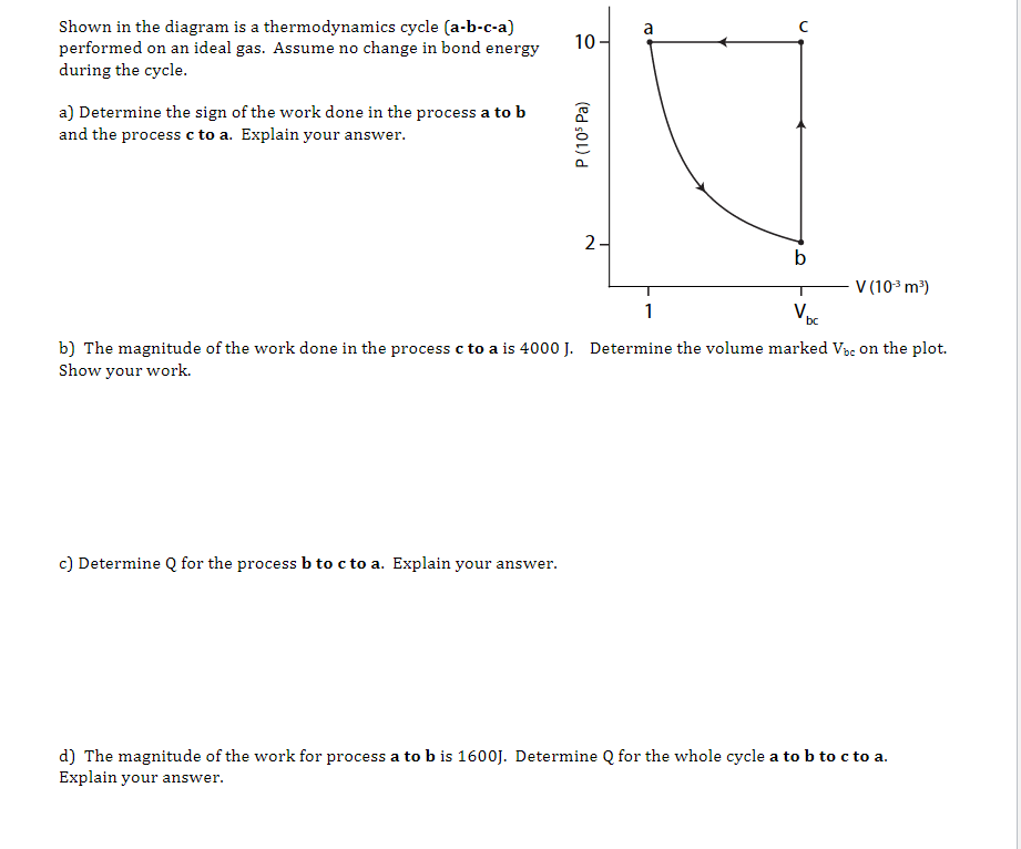 A A 10 Shown In The Diagram Is A Thermodynamics Cycle A B C A Performed On An Ideal Gas Assume No Change In Bond Ener 1