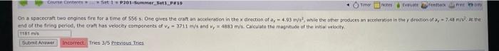 Com C1270 51 P10 Mer Nenite On A Spacecraft Two Engines Fire For A Time Of 556 One Gives The Craft An Acceleration In Th 1