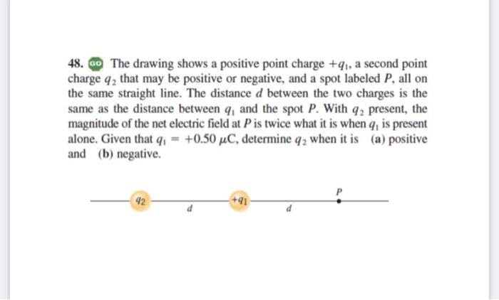 48 Go The Drawing Shows A Positive Point Charge 91 A Second Point Charge Q2 That May Be Positive Or Negative And A S 1